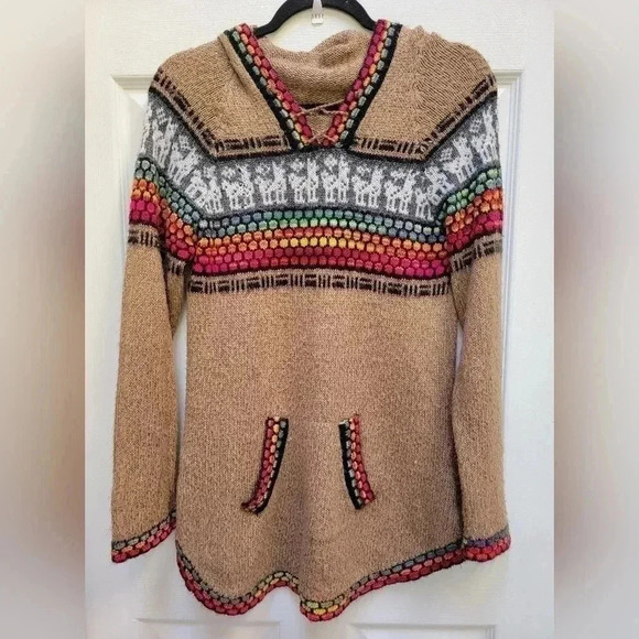 VTrendz 100% Alpaca Wool Long Sleeve Hooded Shirt Size Large - Picture 1 of 3